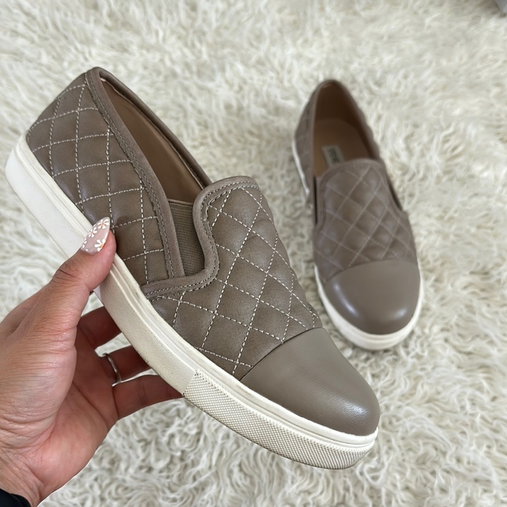 Steve Madden Tan Quilted Slip-On Sneakers